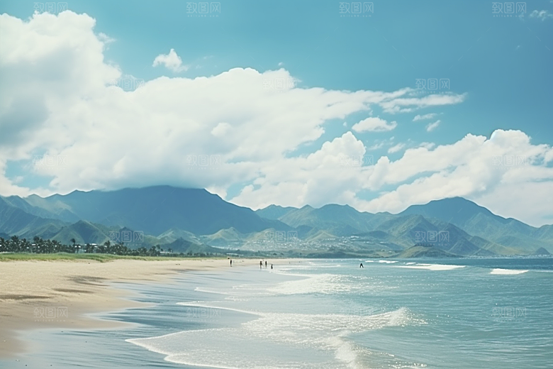 大海沙滩自然海边度假摄影图