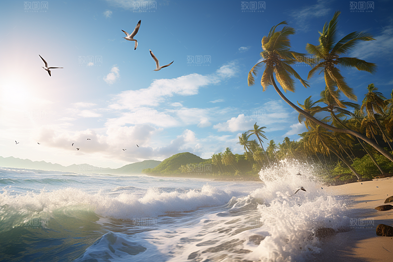大海沙滩旅游海洋摄影图