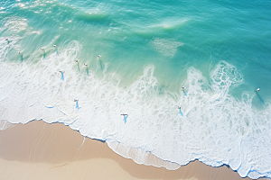 大海沙滩自然蓝天白云摄影图