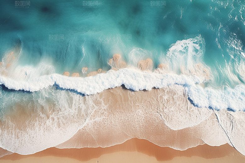 大海沙滩自然海水摄影图