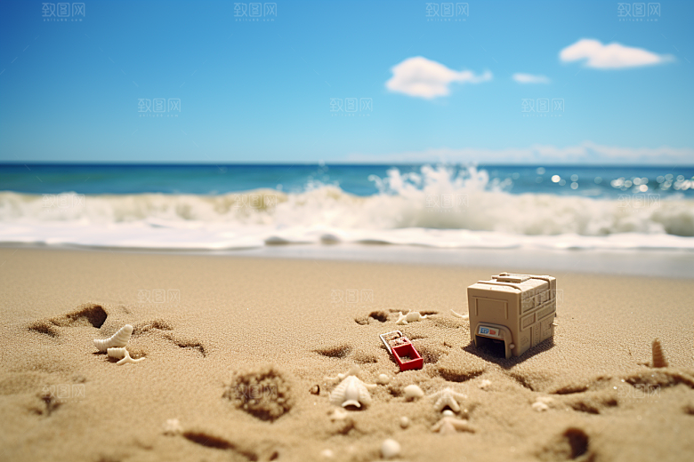 大海沙滩高清自然摄影图