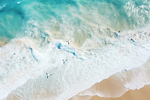 大海沙滩海岸线海洋摄影图