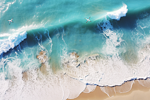 大海沙滩自然海岸线摄影图