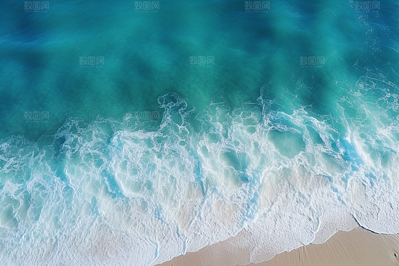 大海沙滩海岸线高清摄影图