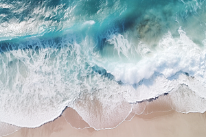 大海沙滩海岸线自然摄影图
