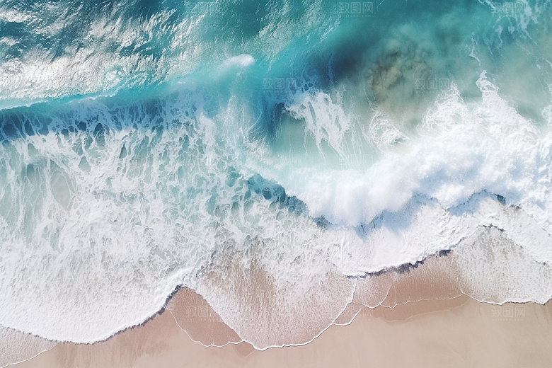 大海沙滩海岸线自然摄影图