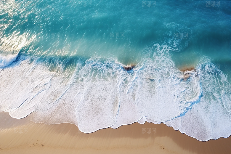 大海沙滩海岸线海洋摄影图
