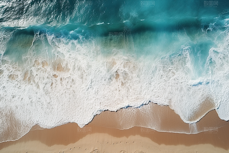 大海沙滩海洋海岸线摄影图