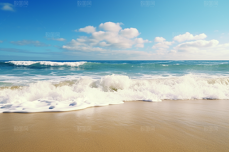 大海沙滩旅行蓝天白云摄影图