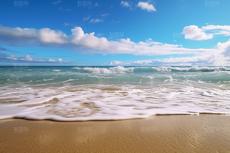 大海沙滩海水海岸线摄影图