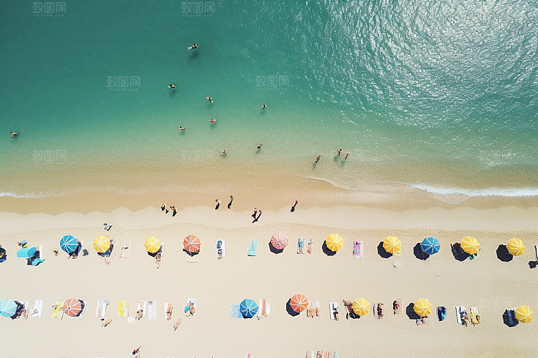 大海沙滩海岸线海水摄影图