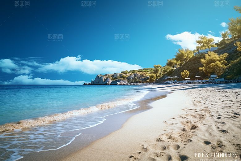 大海沙滩海边度假海水摄影图