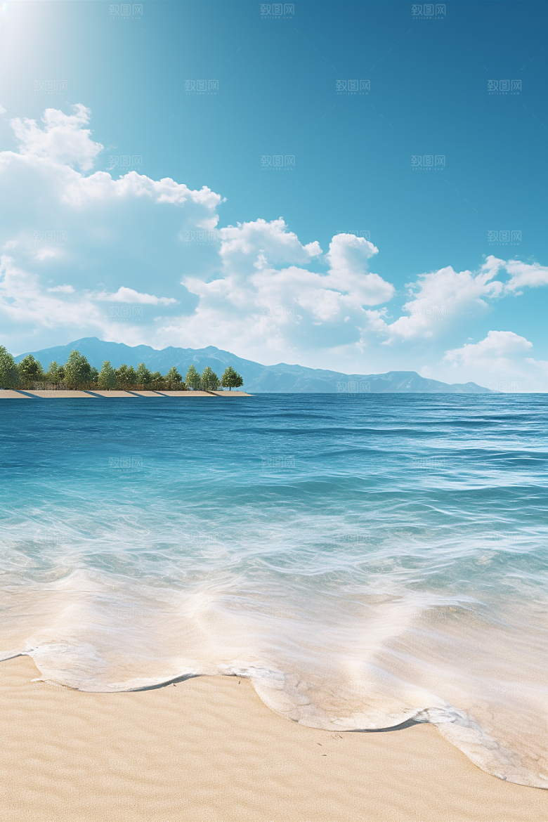 大海沙滩海边度假海水摄影图