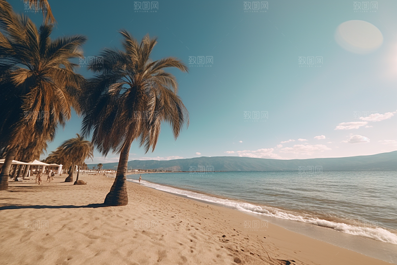 大海沙滩海边度假旅游摄影图