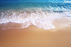 大海沙滩蓝天白云自然摄影图