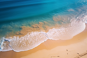 大海沙滩海水海岸线摄影图