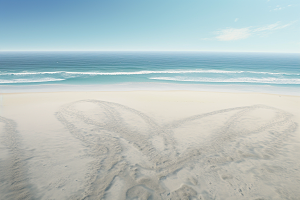 大海沙滩自然蓝天白云摄影图