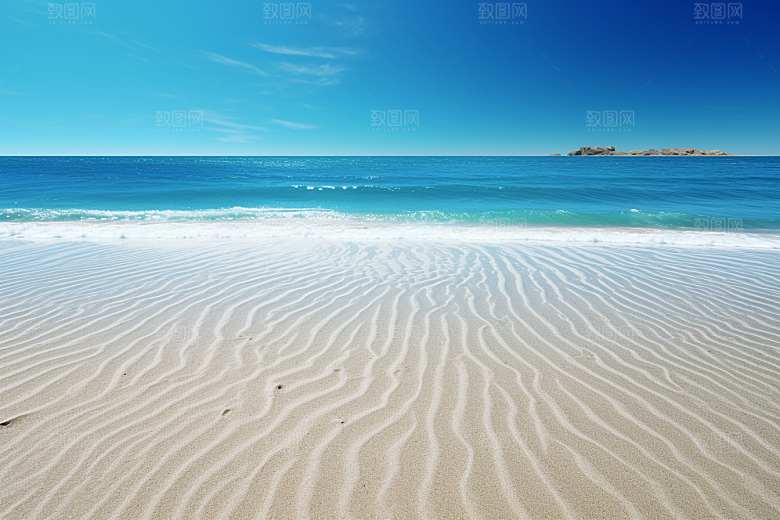 大海沙滩海岸线海水摄影图