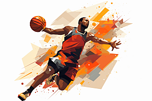 打篮球篮球运动员手绘插画