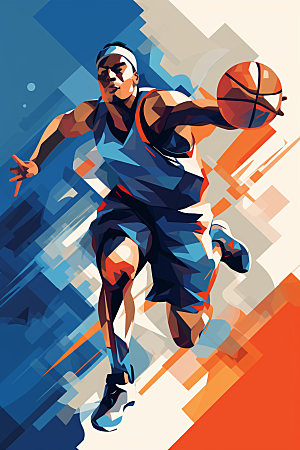 打篮球健身篮球运动员插画