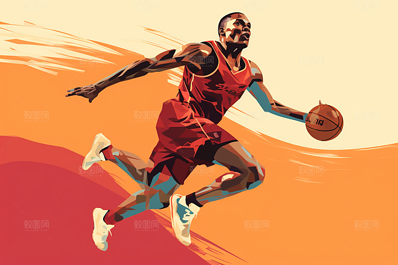 打篮球篮球运动员手绘插画