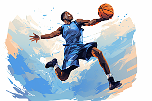 打篮球体育篮球运动员插画