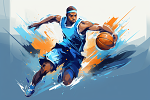 打篮球篮球运动员竞技插画