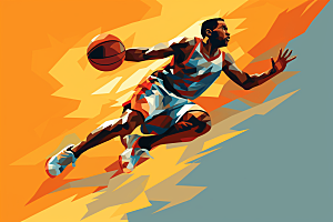 打篮球篮球运动员竞技插画