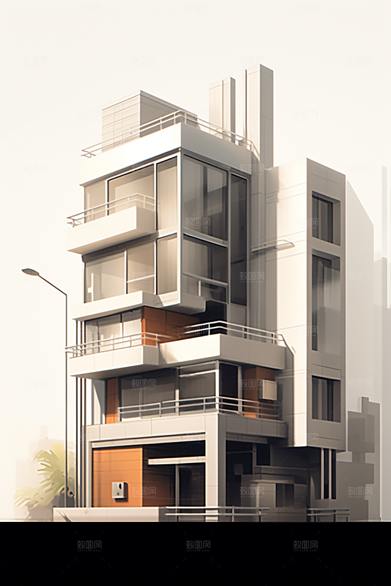 平面建筑大厦大楼插画