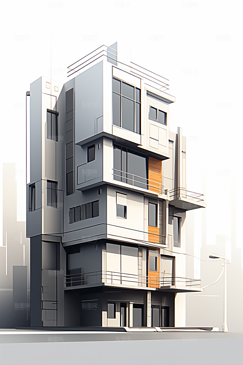平面建筑高清简约插画
