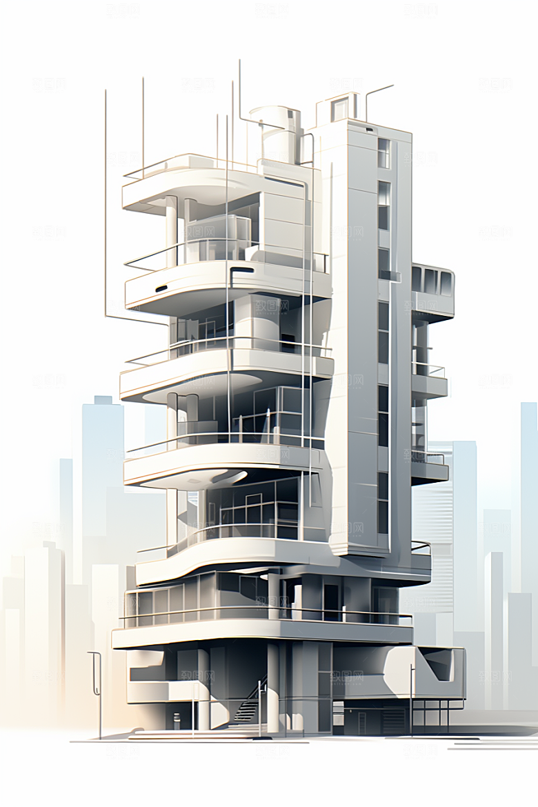 平面建筑立面简约插画
