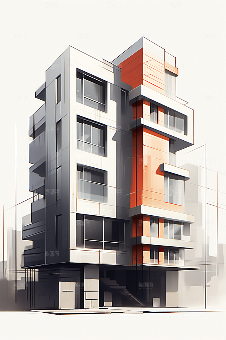 平面建筑大楼高清插画