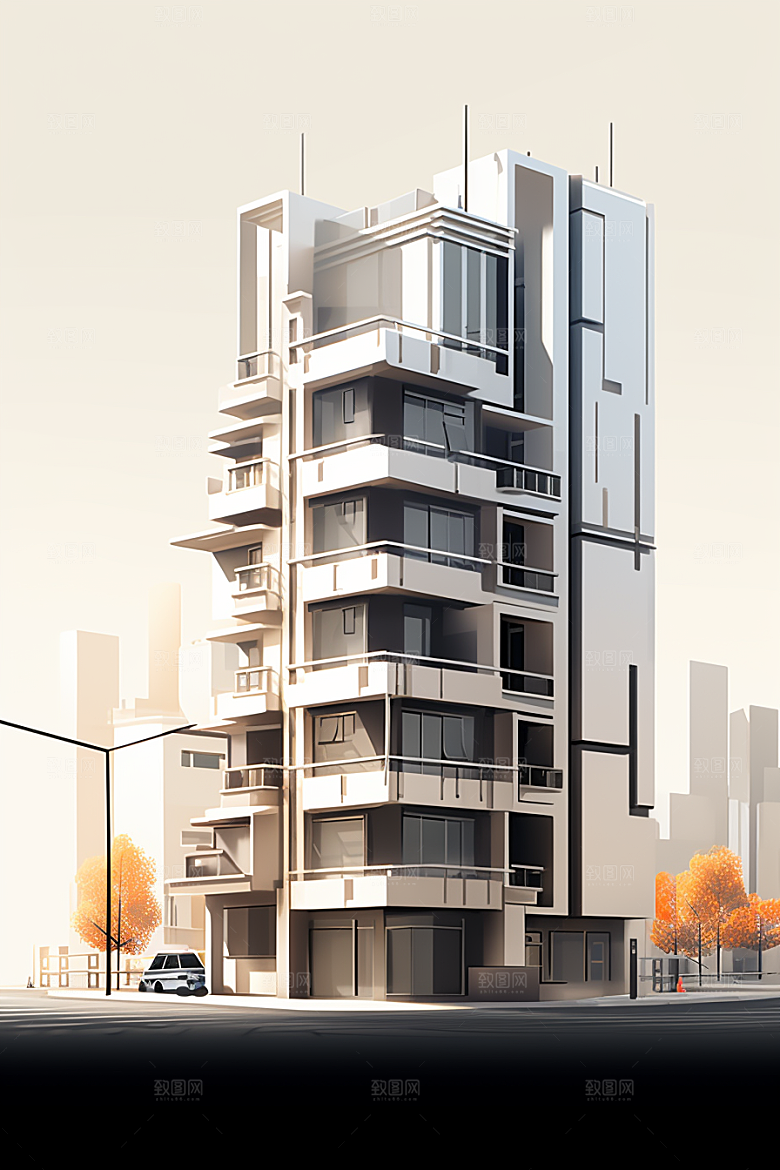 平面建筑设计感高清插画