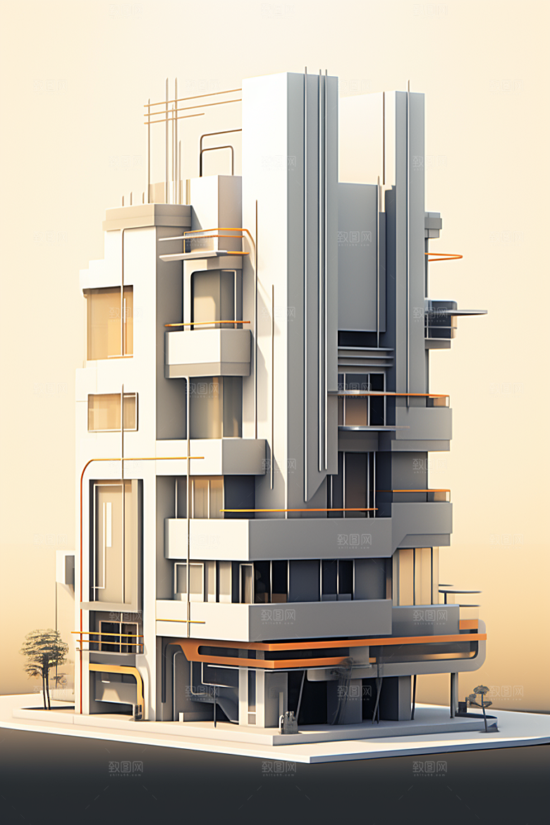 平面建筑高清几何插画