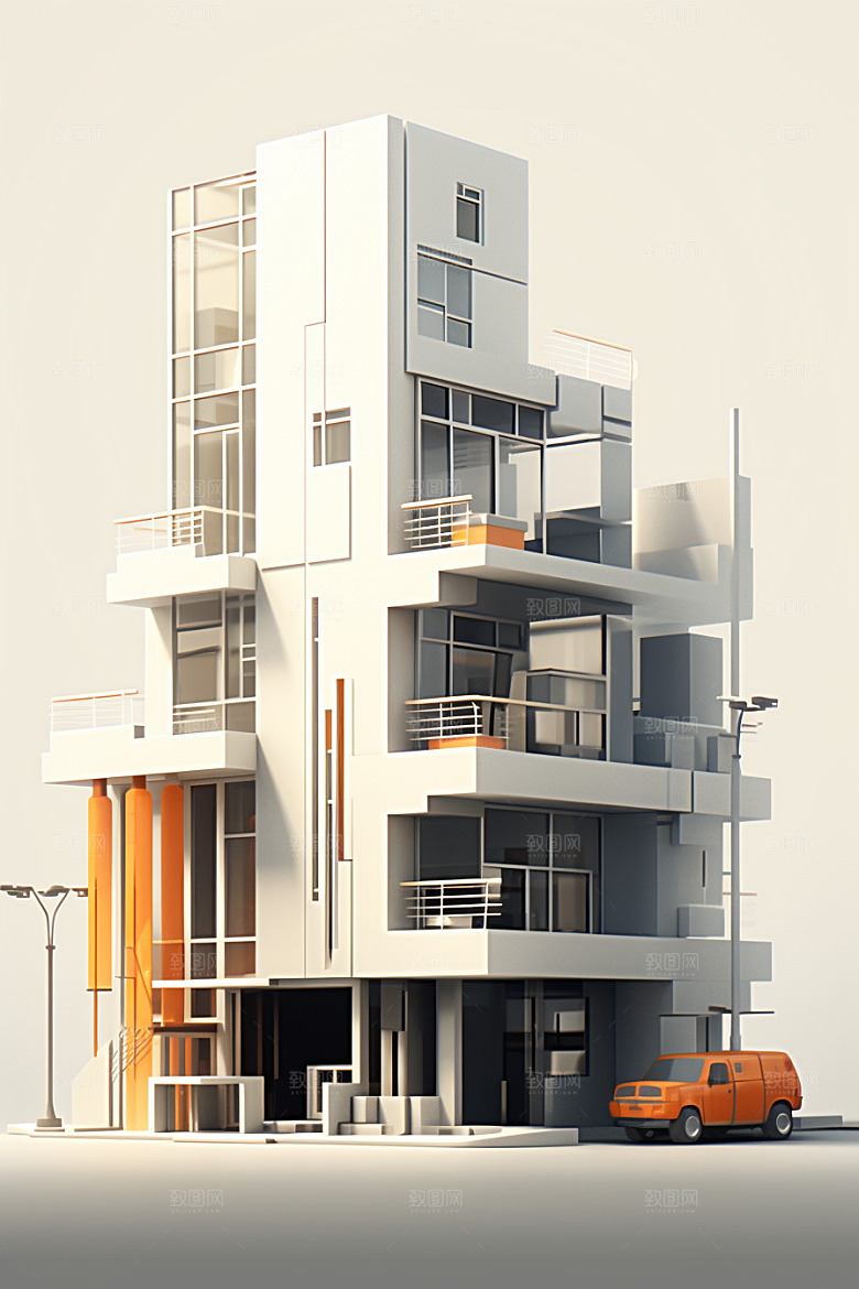 平面建筑大厦立面插画