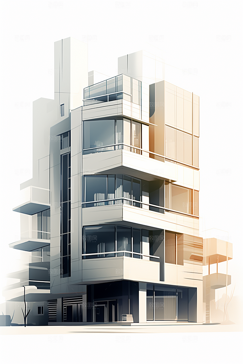 平面建筑高清大厦插画
