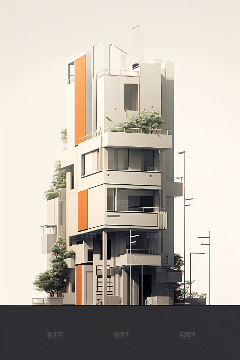 平面建筑大厦简约插画