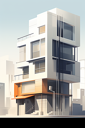 平面建筑简约设计感插画