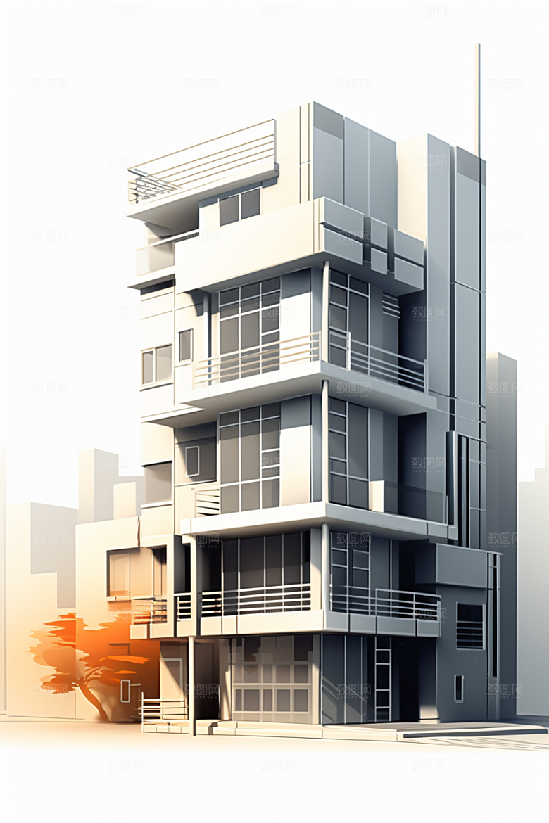 平面建筑高清几何插画