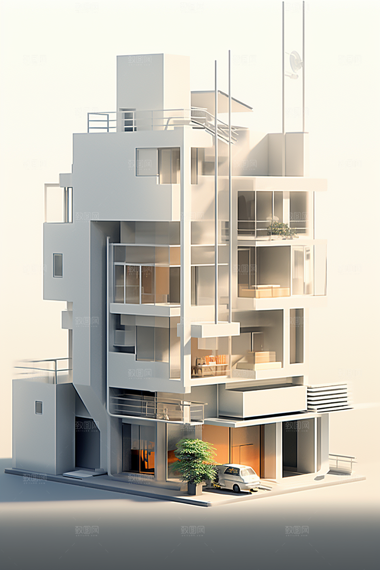 平面建筑设计感几何插画