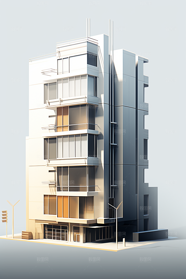 平面建筑几何简约插画