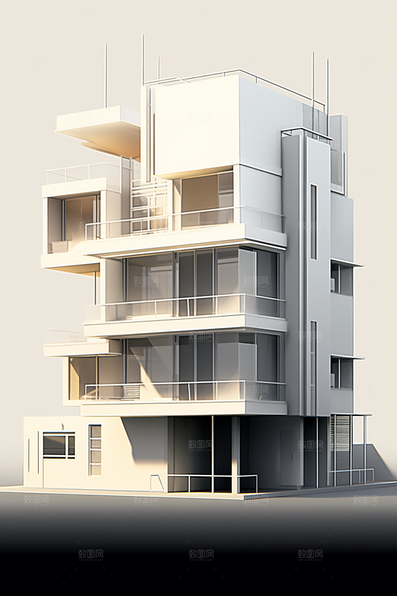 平面建筑几何大厦插画