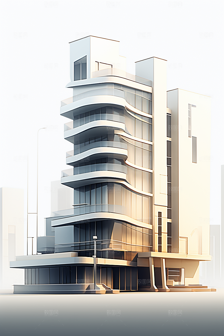 平面建筑设计感几何插画