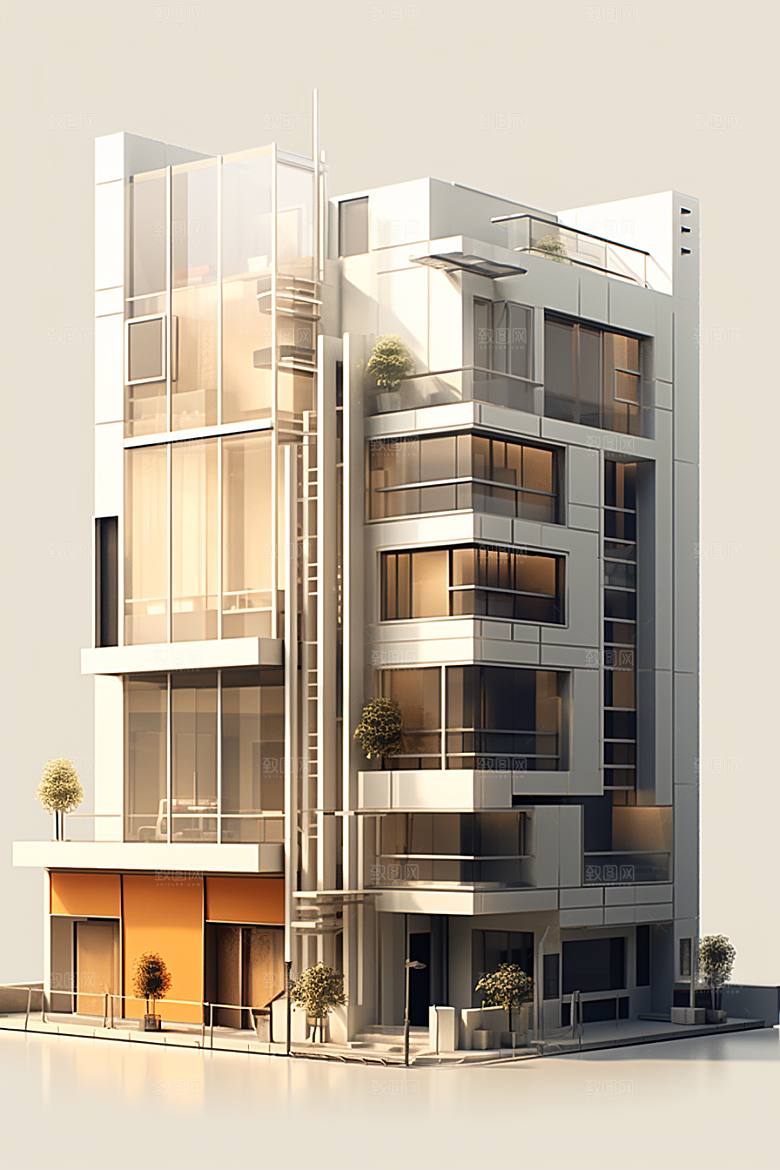 平面建筑简约设计感插画