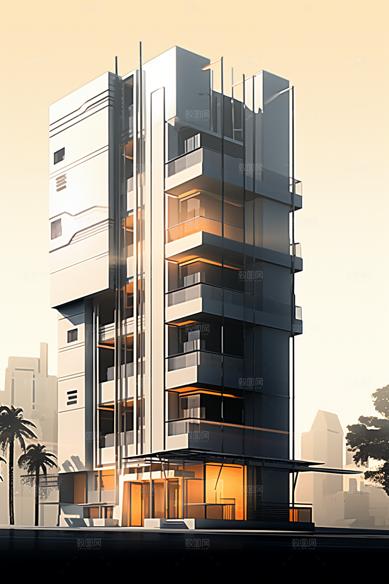 平面建筑高清大厦插画