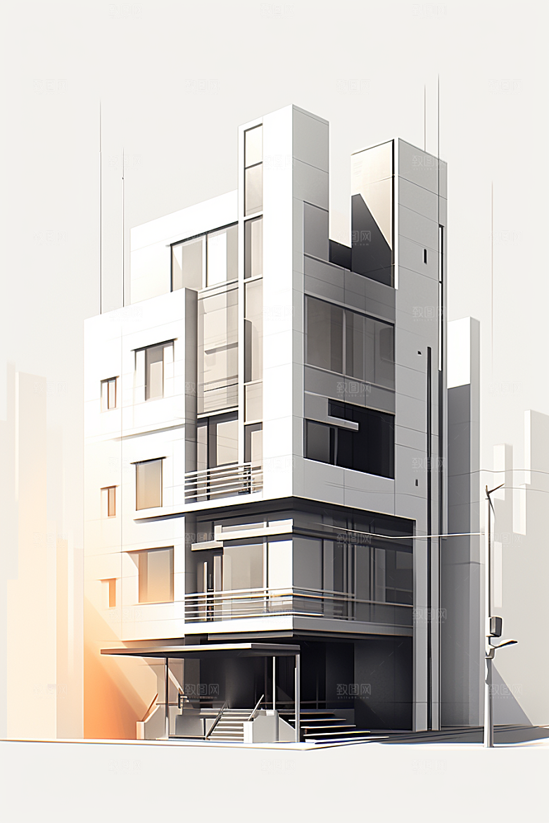 平面建筑几何立面插画