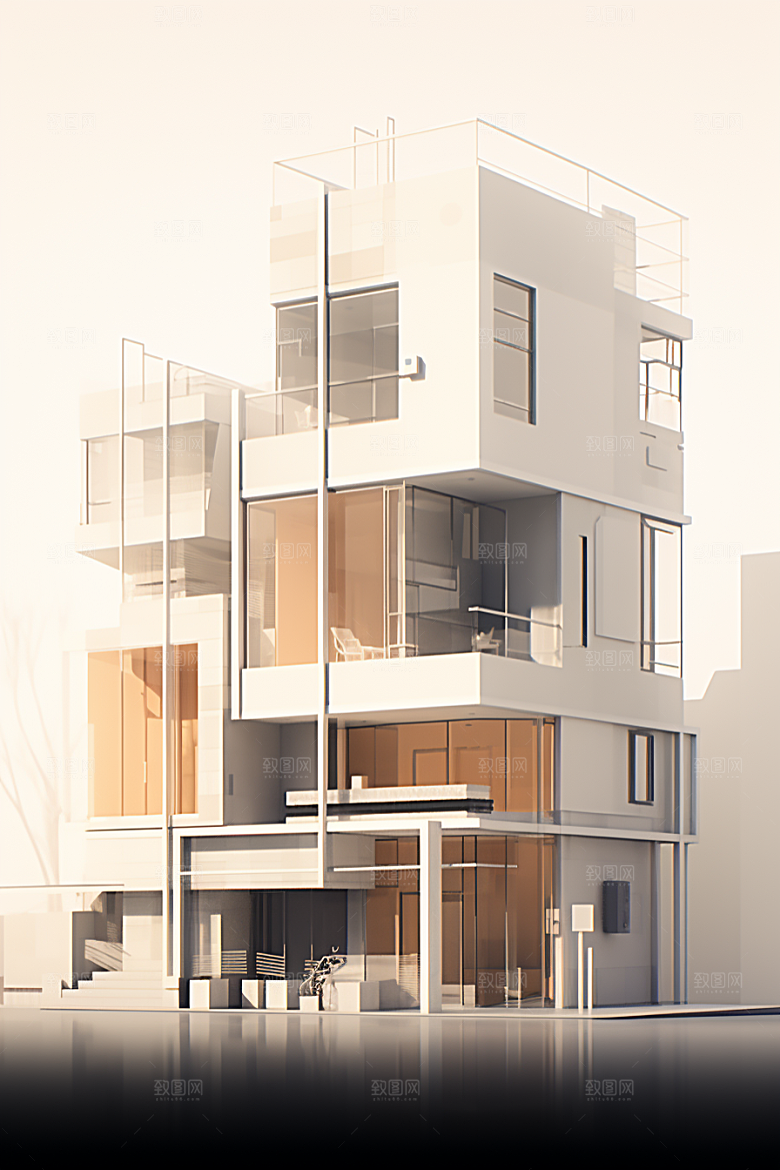 平面建筑大厦立面插画