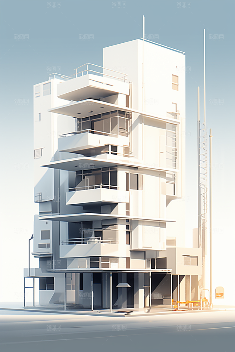 平面建筑简约大楼插画