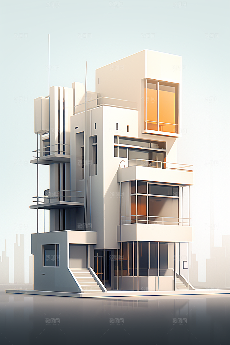 平面建筑扁平风简约插画