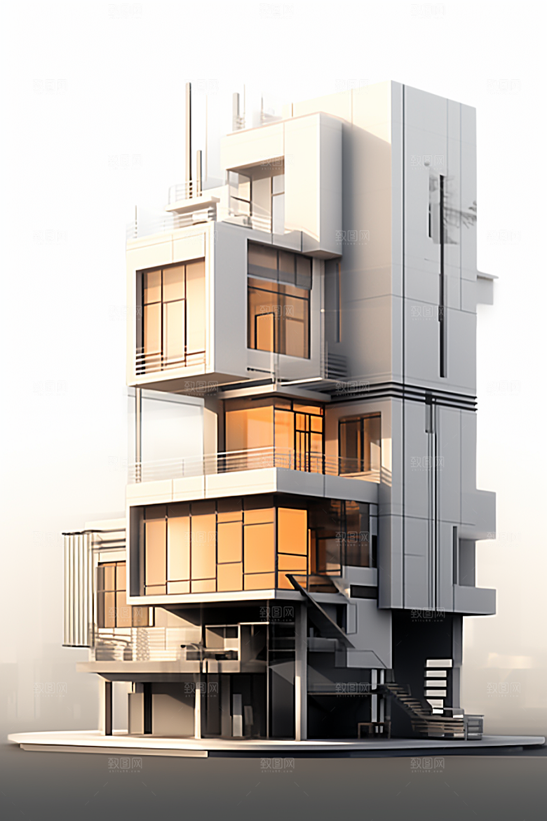 平面建筑简约设计感插画
